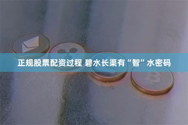 正规股票配资过程 碧水长渠有“智”水密码