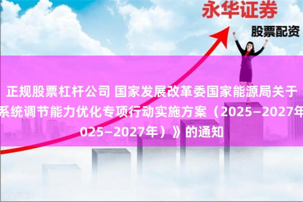 正规股票杠杆公司 国家发展改革委国家能源局关于印发《电力系统调节能力优化专项行动实施方案（2025—2027年）》的通知
