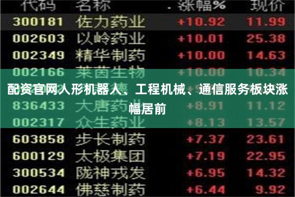 配资官网人形机器人、工程机械、通信服务板块涨幅居前